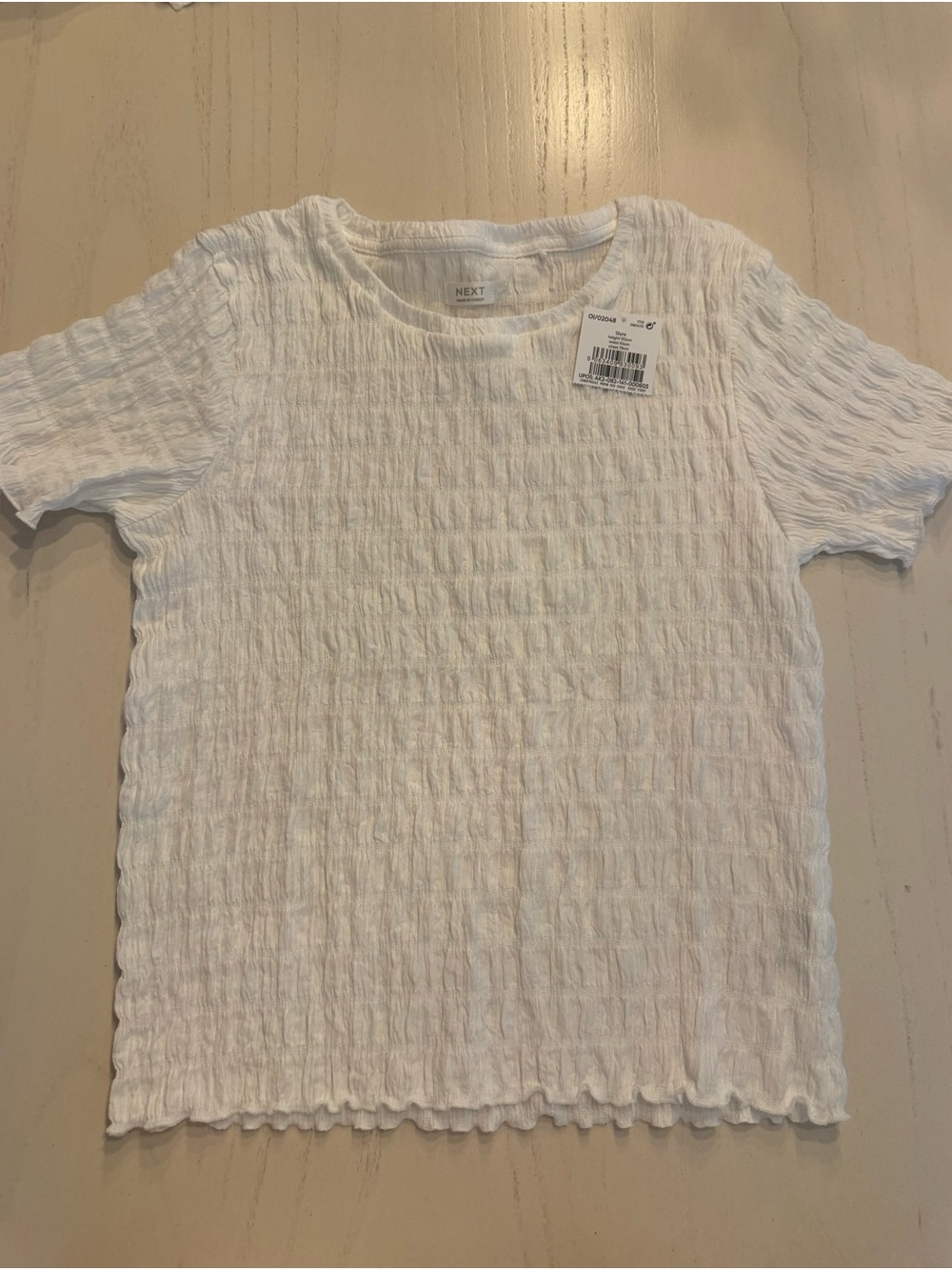 Next white Crinkle Textured Short Sleeve Top Age 12 NWT